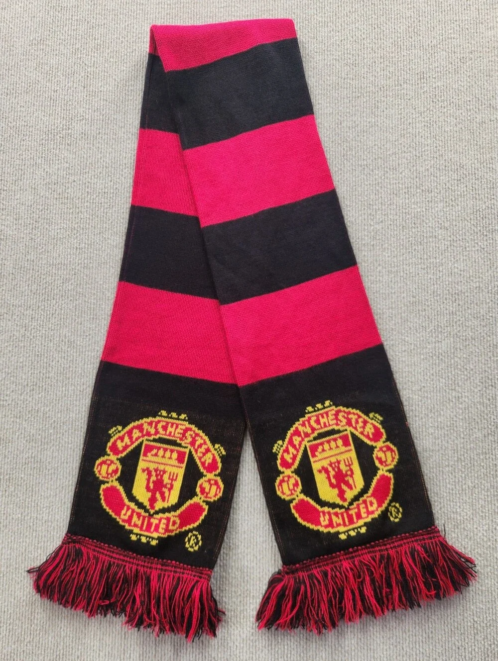 Ruffneck Scarves Manchester United Black Red Yellow Striped Soccer Fan Scarf